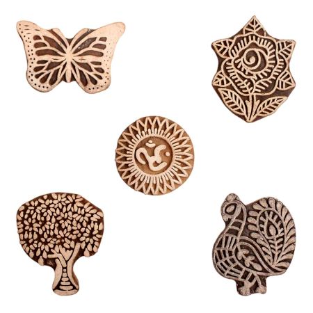 Set of 5 Piece New Mix Wooden Printing Block